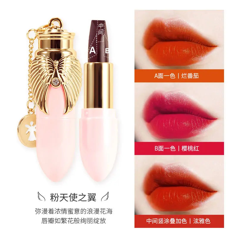 Angel Wings Magic Three-Color Lipstick Smooth Velvet Lip Makeup Long Lasting Waterproof Pigmented Easy to Wear Beauty Cosmetics